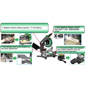 HiKoki 305mm / 12 inch Xact Cut LED Compound Mitre Saw, C12FDHB