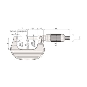 Mitutoyo 0 - 25 mm Outside Micrometer with Rachet Thimble, 102-701