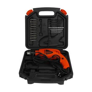 Black+Decker 13mm 550W VSR Hammer Drill kit with 18 Pcs Accessories, HD500K
