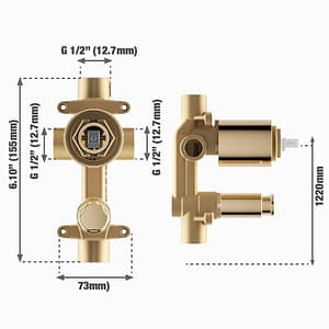 Kohler Aqua Turbo 235 Single-Control Recessed Bath & Shower Valve With Faceplate Diverter In French Gold Finish, K-882IN-AF