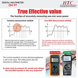 HTC 3-3/4 Digit / 3999 Count True RMS Digital Multimeter With Backlight & Auto Power Off, DM-97