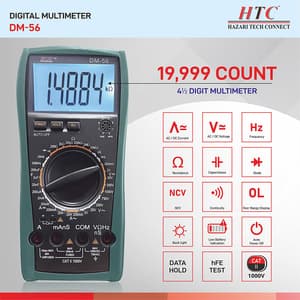 HTC 4-1/2 Digit / 19999 Count Digital Multimeter With Backlight & Conductance, DM-56
