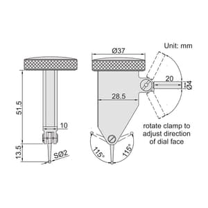 Insize 1.6 mm Large Range Vertical Type Dial Test Indicator, 2480-16
