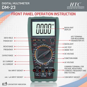 HTC 4-1/2 Digit / 19999 Count Digital Multimeter With Backlight & Auto Power Off, DM-23