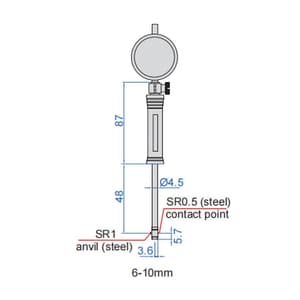 Insize 6 - 10 mm Precision Bore Gauge For Small Holes with Dial Indicator, 2853-10