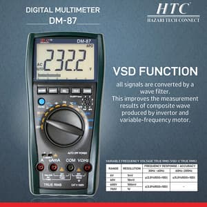 HTC 3-6/7 Digit / 5999 Count True RMS Digital Multimeter With Backlight & VSD, DM-87