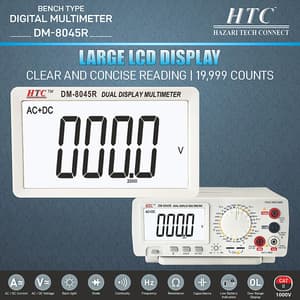 HTC 4-1/2 Digit / 19999 Count True RMS Bench Type Digital Multimeter With Backlight, DM-8045R