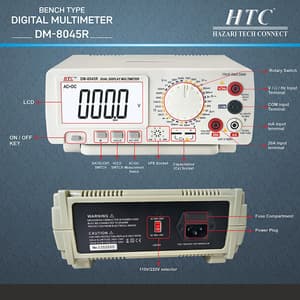 HTC 4-1/2 Digit / 19999 Count True RMS Bench Type Digital Multimeter With Backlight, DM-8045R