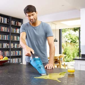 Black+Decker 7.2 V, 10.8W Lithium-Ion Wet & Dry Cordless Dustbuster Handheld Vacuum Cleaner (Blue), WDC215WA
