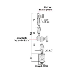 Insize 40 Kgf Hydraulic Mini Magnetic Stand, 6228-40