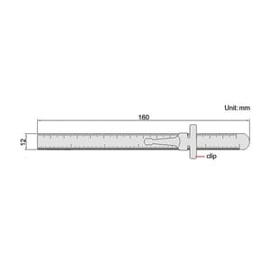 Insize 150 mm / 6 inch Stainless Steel Pocket Ruler With Sliding Clip, 7119-150