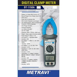 Metravi 3-1/2 Digit / 2000 Counts Digital AC Clamp Meter, DT-1150A