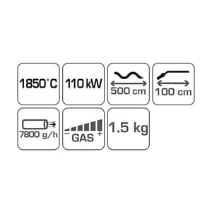 Hogert 1850° C / 110 kW Two-Nozzle Gas Soldering Kit (Long, Roofing Set), HT2C513