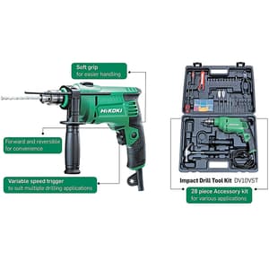 HiKoki 10mm 550W Impact Drill With 28 Pcs Accessory Kit, DV10VST(KIT)SAZ9