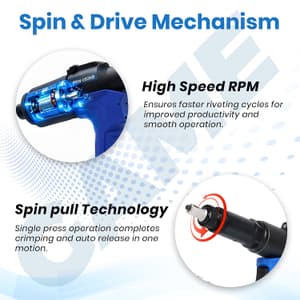 Game 25.5 - 35.7 kN (Pull Force) Air Hydraulic Rivet Nut Tool, PRN-0836-B