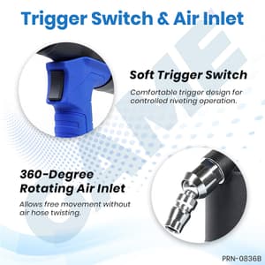 Game 25.5 - 35.7 kN (Pull Force) Air Hydraulic Rivet Nut Tool, PRN-0836-B