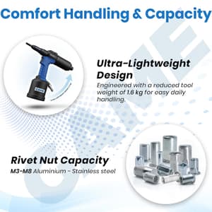 Game  17 - 24 kN (Pull Force) Air Hydraulic Rivet Nut Tool, PRN-0817-B