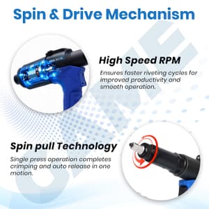 Game  17 - 24 kN (Pull Force) Air Hydraulic Rivet Nut Tool, PRN-0817-B