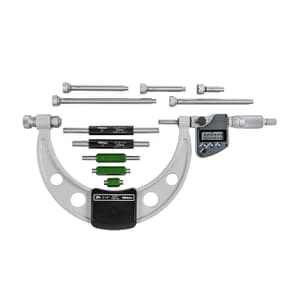 Mitutoyo 6 inch / 152.4 mm Digital Outside Micrometer with 6 Pcs Interchangeable Anvils & 5 Pcs Setting Standards, 340-351-30