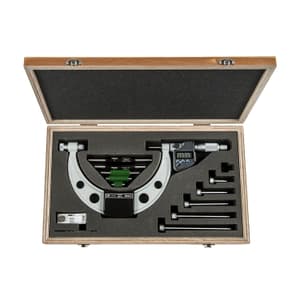 Mitutoyo 6 inch / 152.4 mm Digital Outside Micrometer with 6 Pcs Interchangeable Anvils & 5 Pcs Setting Standards, 340-351-30