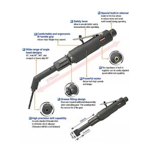 Sumake 1/4 inch Chuck Size Industrial Aerospace 90 Degree Air Right Angle Drill, ST-4406
