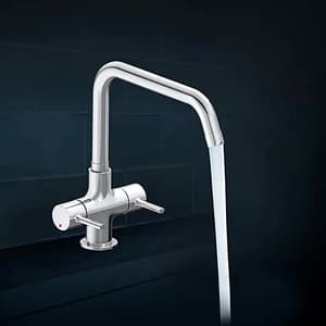 Kohler Cuff Dual Handle Kitchen Sink Faucet With Upward Spout In Polished Chrome Finish, K-37316IN-4-CP