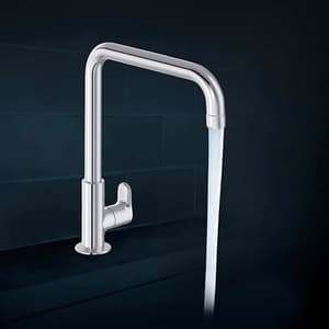 Kohler July Deck Mount Cold Only Kitchen Faucet In Polished Chrome Finish, K-20585IN-4-CP