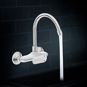 Kohler Kumin Single Handle Wall Mount Kitchen Faucet In Polished Chrome Finish, K-99483IN-A4-CP 