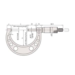 Mitutoyo 600 - 625 mm Outside Micrometer with Ratchet Stop, 103-161