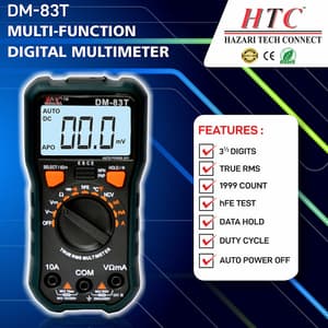 HTC 3-1/2 Digit / 1999 Count True RMS Digital Multimeter With Backlight & Torch Function, DM-83T