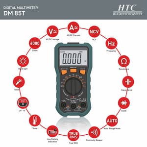 HTC 3-5/6 Digit / 6000 Count True RMS Digital Multimeter With Backlight & Torch Function, DM-85T