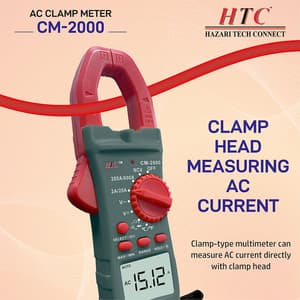 HTC 3-1/2 Digit / 600A AC Clamp Meter With Clamp Torch (True RMS), CM-2000