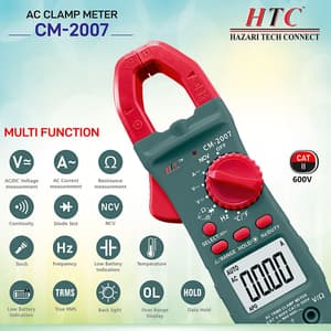 HTC 3-3/4 Digit / 600A AC Clamp Meter With Clamp Torch (True RMS), CM-2007