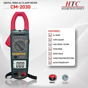 HTC 3-1/2 Digit / 1000A AC Clamp Meter With Backlight Manual Range (True RMS), CM-2030