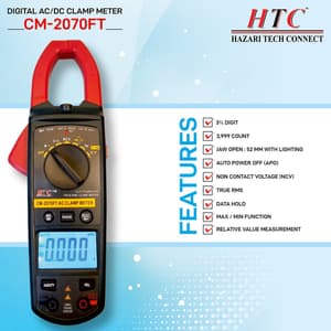 HTC 3-3/4 Digit / 1000A AC Clamp Meter With Backlight (True RMS), CM-2070FT