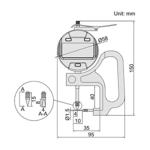 Insize 0 - 10 mm / 0 - 0.4 inch Digital Tube Thickness Gauge, 2873-10