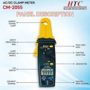 HTC 4 Digit / 9999 Count AC DC Clamp Meter, CL-2055