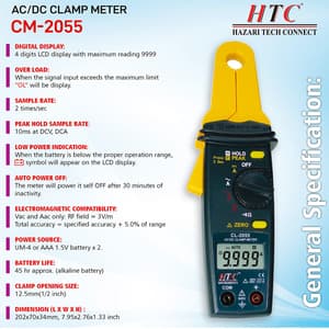 HTC 4 Digit / 9999 Count AC DC Clamp Meter, CL-2055