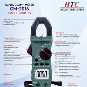 HTC 800A AC / DC 5999 Count Clamp Meter with Backlight, CM-2016