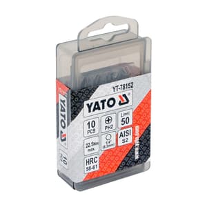 Yato PH2 x 50 mm Length Phillips Screwdriver Bits (Pack of 10 Pcs), YT-78152