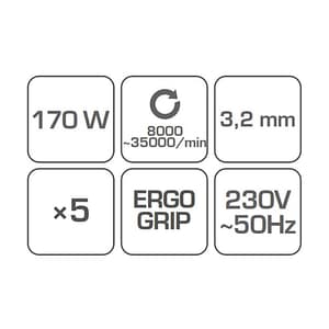 Hogert 170W 3.2mm Mini Grinder, HT2E100