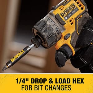 Dewalt 12V / 6.35mm Li-Ion Sub-Compact Series Cordless Screwdriver with Brushless Motor & 12 Torque settings 2x 2Ah Batteries Included, DCF601D2-QW