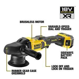 Dewalt 18V Dual Action Polisher with Brushless Motor-2x5.0Ah Batteries Included, DCM848P2-KR