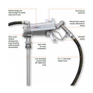 Groz 12V DC Heavy Duty Explosion Proof High Flow Electric Fuel Pump With Accessories, FPM/12/HF/D