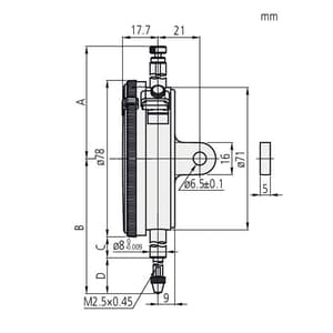 Mitutoyo Lug Back, ISO Type Jeweled Bearing, Shockproof, 50mm, 0,01mm Dial Gauge, 3058A-19
