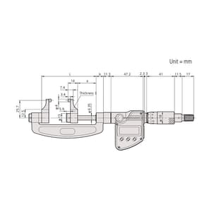 Mitutoyo 1 - 2 inch (25.4 - 50.8 mm) Digital Caliper Type Micrometer, 343-351-30