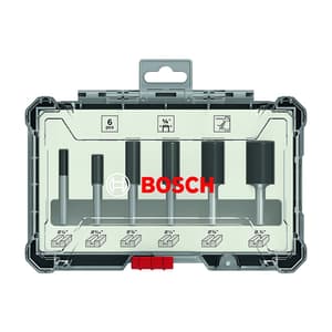 Bosch 1/4 Inch Shank Straight Router Bit Set (Pack of 6 Pcs), 2 607 017 467