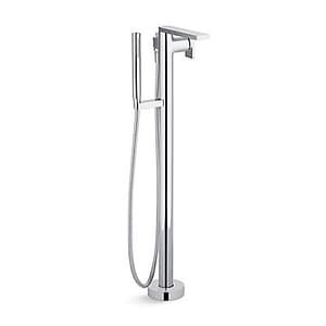 Kohler Composed Floor Mount Bathtub Filler With Hand Shower In Polished Chrome Finish, K-73087T-B4-CP