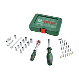 Bosch 37 Pcs Ratchet & Socket Set (1/4 inch Sq. Drive), 1 600 A03 9J6