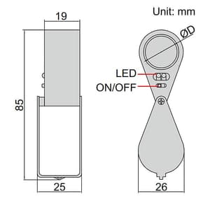 Insize Folding Magnifier With Illumination, 7515-10